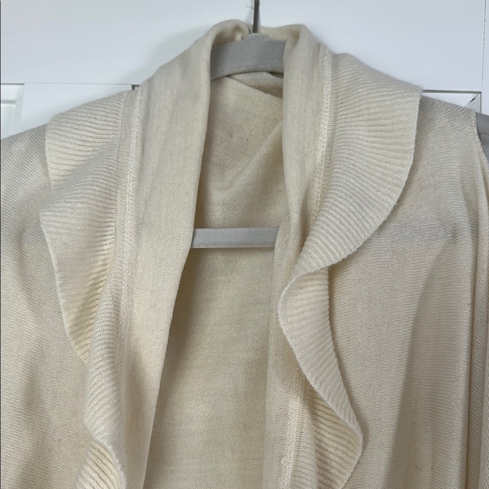 Cream Ruffled Open Cardigan - Picture 2 of 4